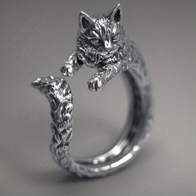 Funky Mixed Cartoon Animals Dog Cat Shaped Ring Alloy Jewelry Accessories